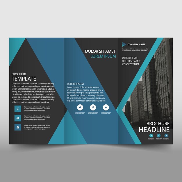 Blue and dark trifold business brochure template