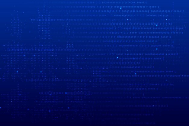 Blue data technology background vector with binary code