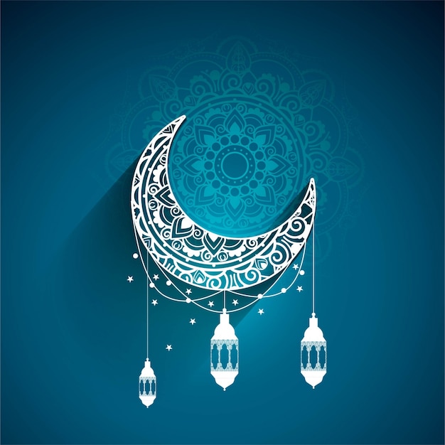 Free vector blue design for eid mubarak