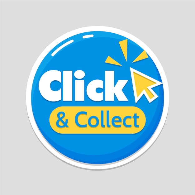 Free vector blue detailed click and collect sign