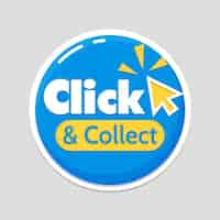 Free vector blue detailed click and collect sign