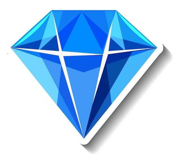 Бесплатное векторное изображение Изолированная наклейка с голубым бриллиантом