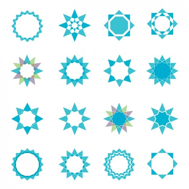 Free vector blue different stars collection