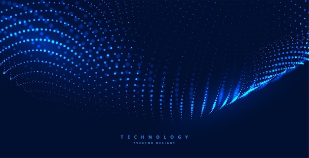 Синий цифровой фон технологии со светящимися частицами