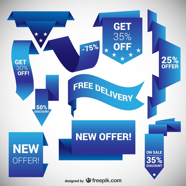 Free vector blue discount banners