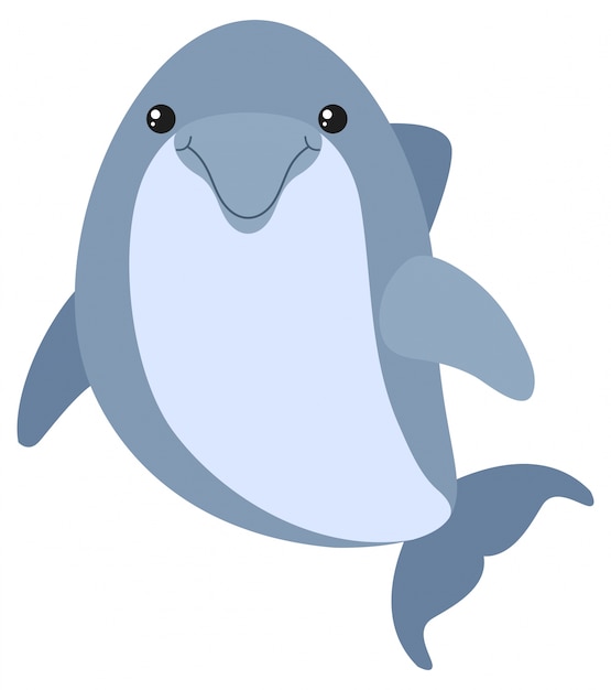 Free vector blue dolphin with happy face