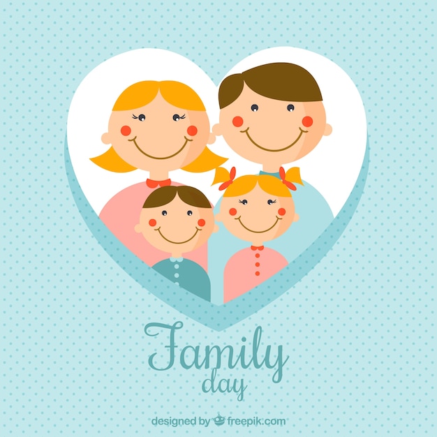 Бесплатное векторное изображение Синий точечный фон с счастливыми членами семьи