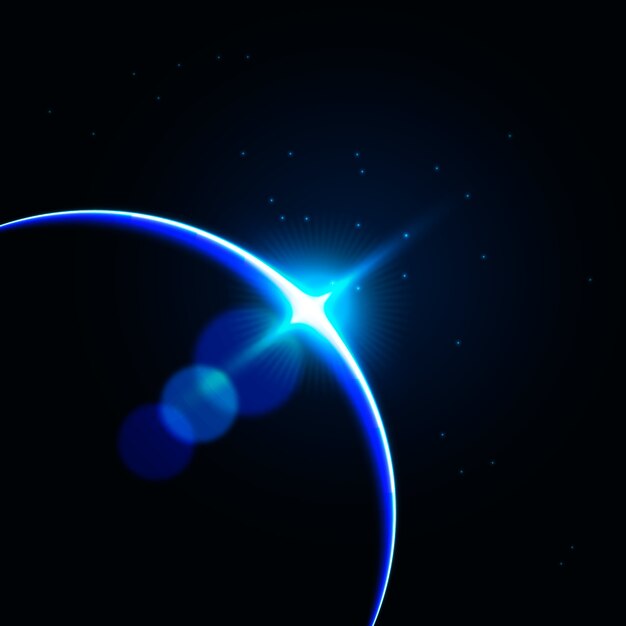 青い地球の日の出の光の効果