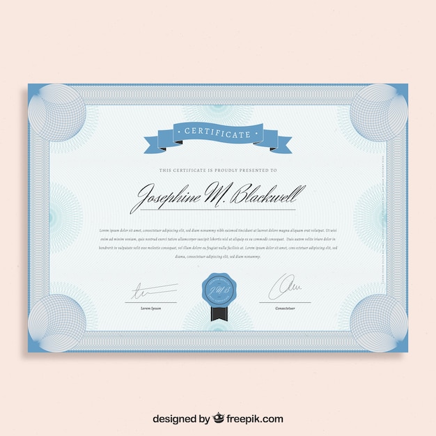 Blue elegant certificate template