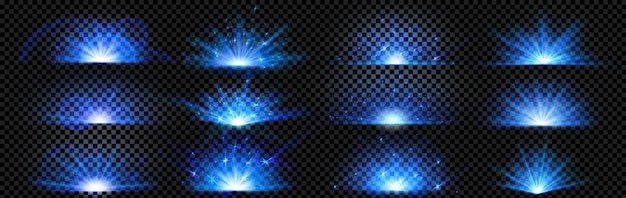 Бесплатное векторное изображение Синий взрыв свечение сияние эффект взрыва солнечных лучей