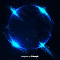 Free vector blue explosion particle effect on black background