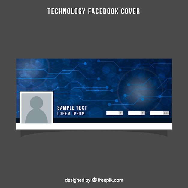 Blue facebook cover with circuit