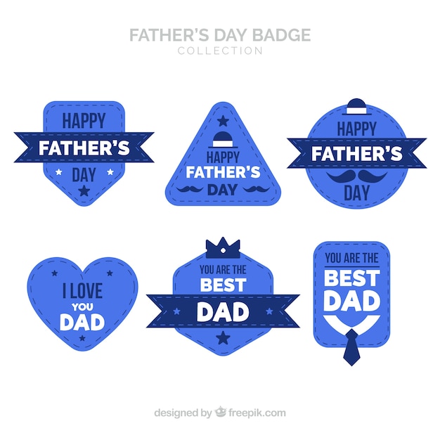 Free vector blue fathers day label collection