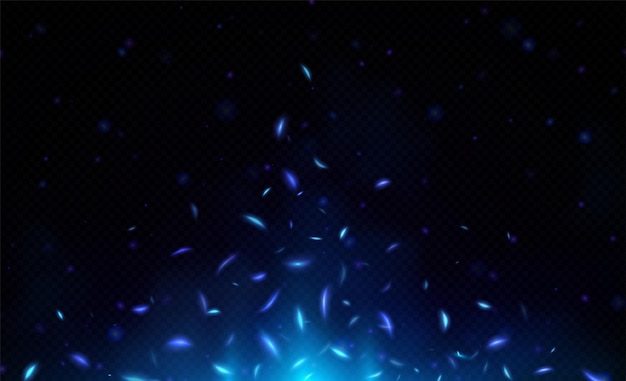 Free vector blue fire effect with flying light sparks