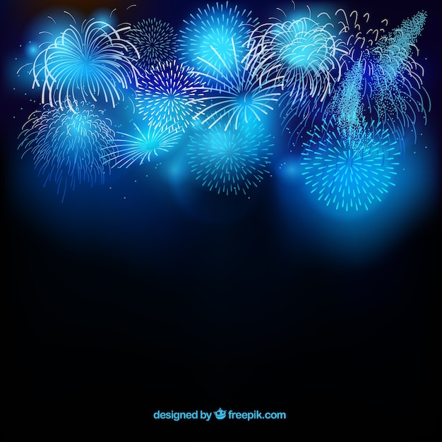 Free vector blue fireworks background