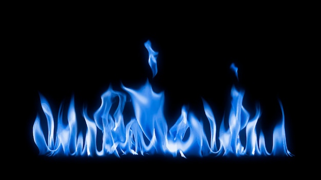 Blue flame border sticker, realistic fire image vector