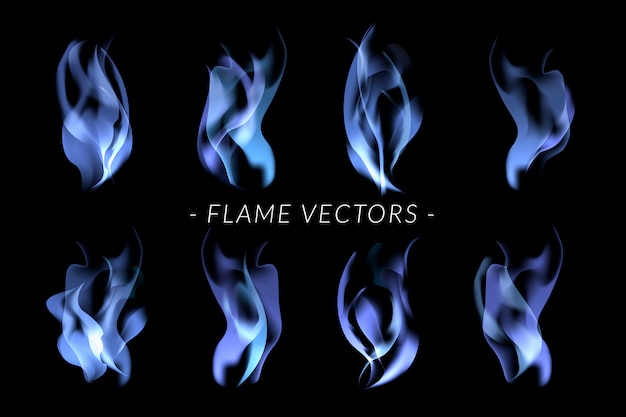 Free vector blue flames set