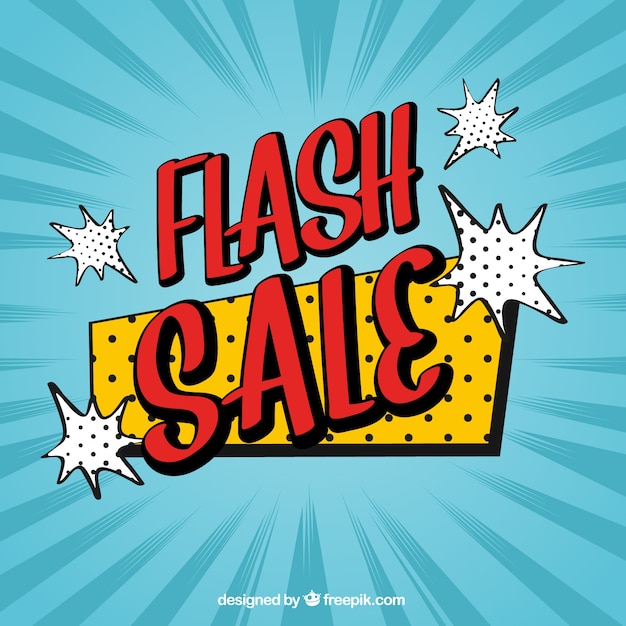 Blue flash sale design in comic style