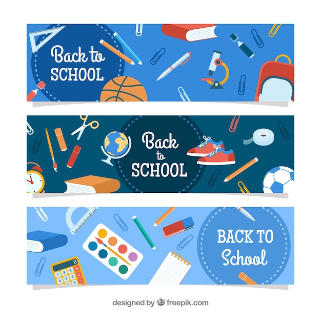 Blue flat back to school banners