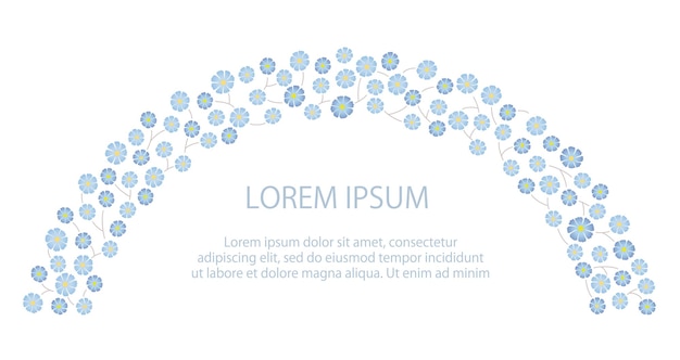 Free vector blue floral arch with text space isolated on a white background vector illustration