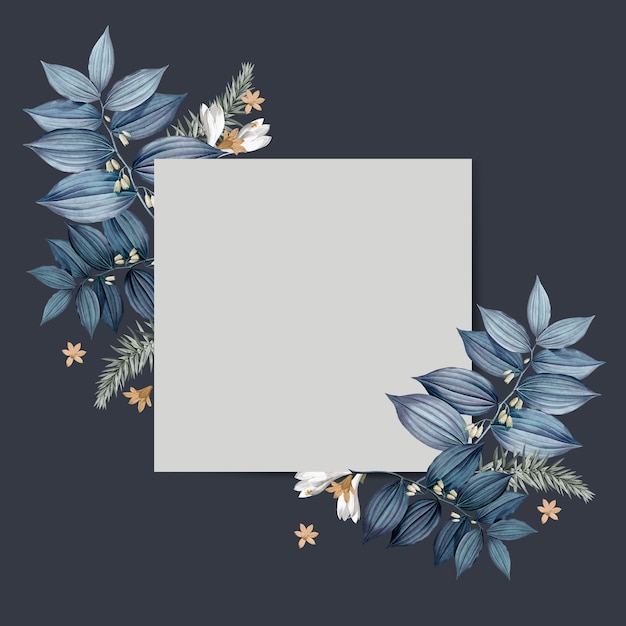 Blue floral blank square card design