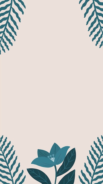 Blue floral copy space on a pink phone background vector