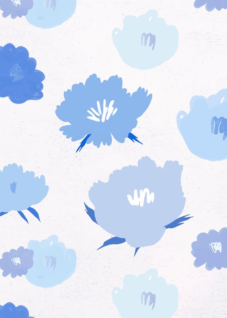 Free Vector blue floral pattern background vector hand drawn