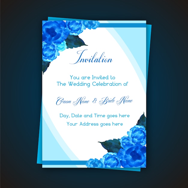 Blue flower wedding invitation