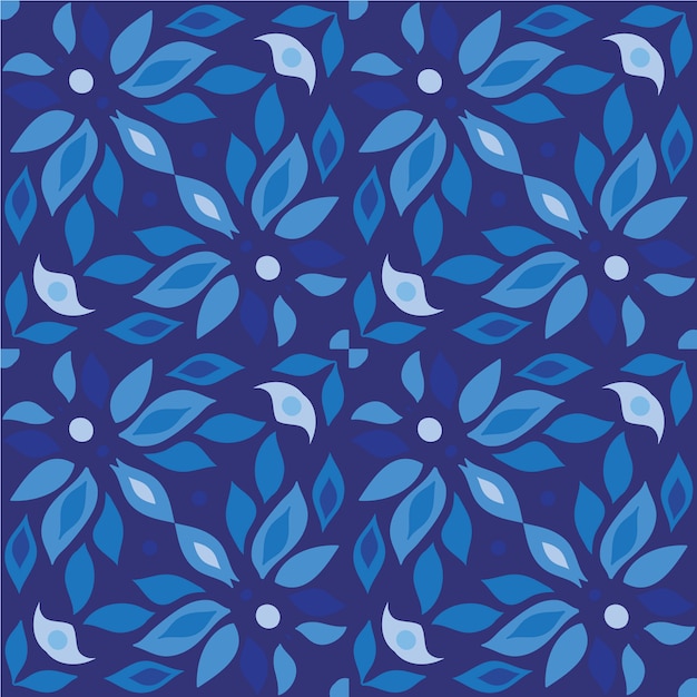 Free vector blue flowers pattern background