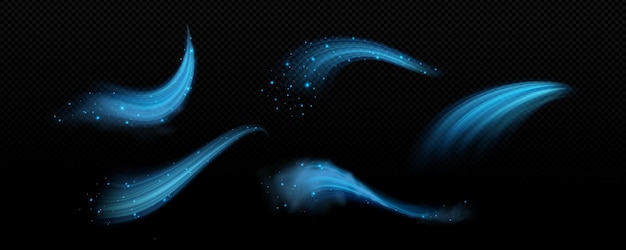 Free vector blue fresh cold air wind wave flow light effect