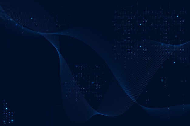 Blue futuristic waves background with computer code technology