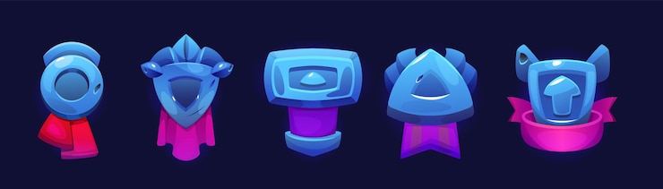 무료 Vector 파란색 게임 랭크 아이콘이 배경에 분리되어 설정됩니다.