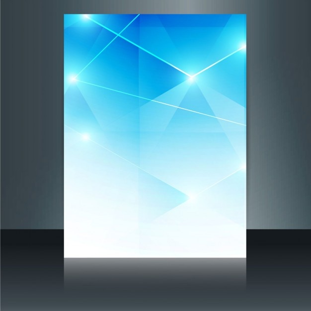 Blue geometric brochure with lights