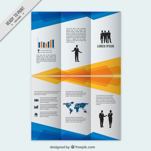 Free vector blue geometric business trifold