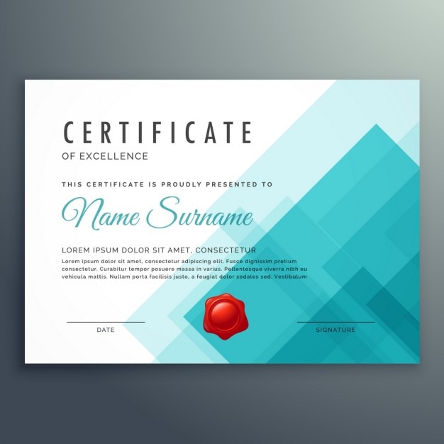 Free vector blue geometric certificate