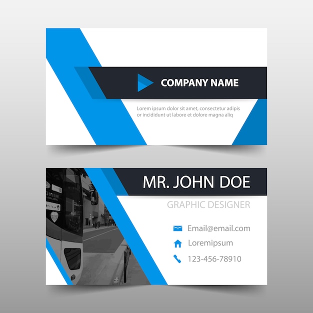 Blue geometric corporate business card