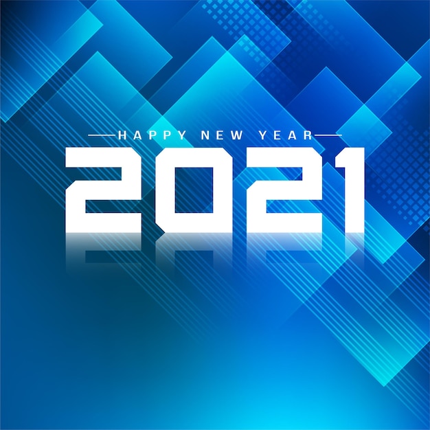Free vector blue geometric happy new year 2021
