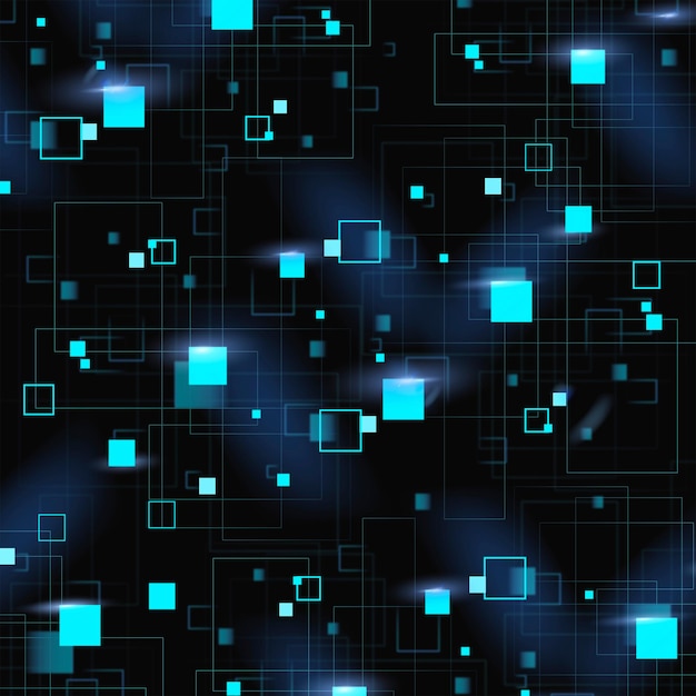 無料ベクター デジタル技術と青い幾何学模様の背景