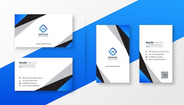 Blue geometric professional business card design