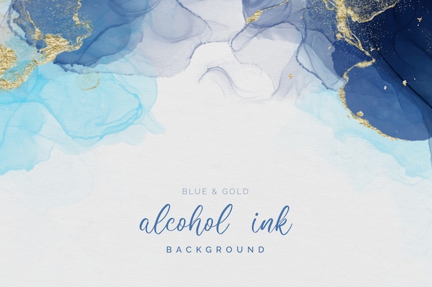 ブルー＆ゴールドアルコールインクの背景