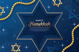 Free vector blue and golden hanukkah background