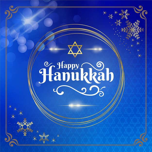 Vettore gratuito hanukkah blu e dorato