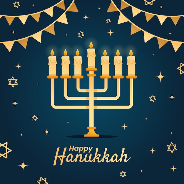 Vettore gratuito hanukkah blu e dorato