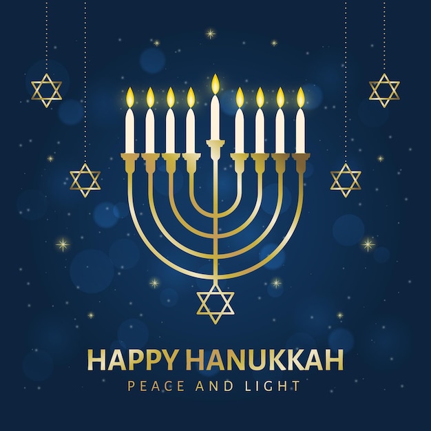 Vettore gratuito hanukkah blu e dorato