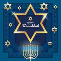 Vettore gratuito hanukkah blu e dorato