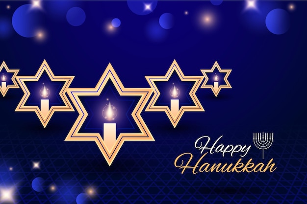 Free vector blue and golden hanukkah