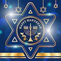 Free vector blue and golden hanukkah