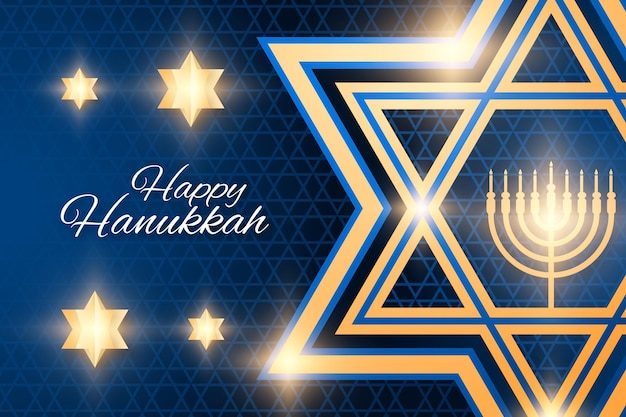 Vettore gratuito hanukkah blu e dorato