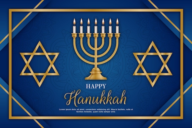 Vettore gratuito hanukkah blu e dorato