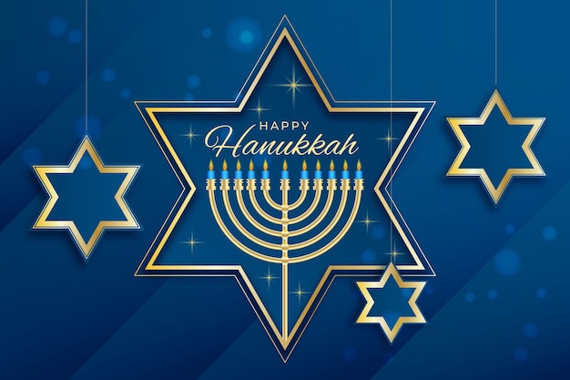 Free vector blue and golden hanukkah